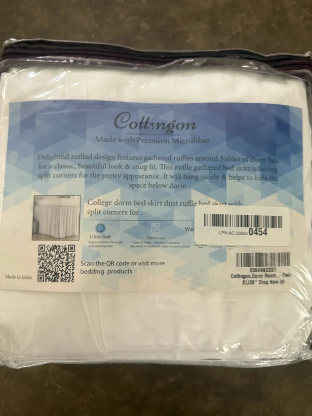 Cottingon Dorm Room Bed Skirt, 100% Microfiber, White, Twin XL-36 white Drop